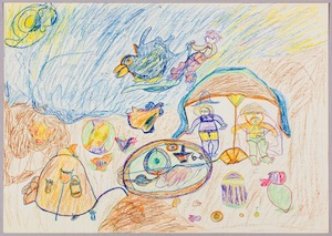 Georgine HU 11 juillet 1977 (Sans titre)  Dessin 29,6 x 42 cm  Crayon de couleur sur papier, inv. 2015.5.49 Photo : Nicolas Dewitte / LaM Lille métropole musée d’art moderne, d’art contemporain et d’art brut LaM Villeneuve d’Ascq, Don de M. Ternoy (2015) T.d.r. Georgine HU 11 juillet 1977 (Sans titre)  Dessin 29,6 x 42 cm  Crayon de couleur sur papier, inv. 2015.5.49 Photo : Nicolas Dewitte / LaM Lille métropole musée d’art moderne, d’art contemporain et d’art brut LaM Villeneuve d’Ascq, Don de M. Ternoy (2015) T.d.r.